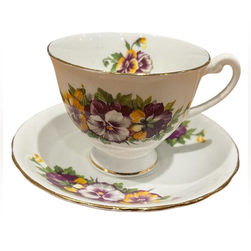 Vintage Clarence Pansies Teacup and Saucer Set